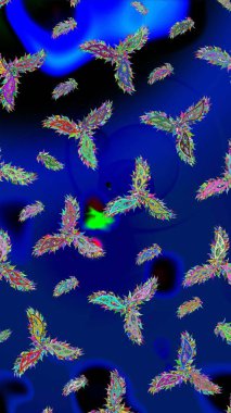 Snowflakes desen. Raster resim. Renk arka plan üzerinde izole soyut kar taneleri ile düz tasarım. Kar tanesi renkli desen. Raster kar taneleri arka plan.