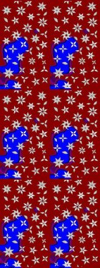 Ağaç dallı bahar çiçekleri, çiçek siluetiyle kırmızı renkte desen. Raster deseni.