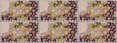 Raster illüstrasyonu. Kahverengi renklerde. Çiçek buketleriyle klasik tarzda kusursuz desen.