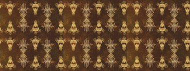 Noel ve yeni yıl moda baskıları için tatil tasarımı. Raster illüstrasyonu. Kar tanelerinin soyut arkaplanlı Noel şablonu. Kahverengi, nötr ve bej kar taneleri.