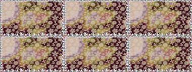 Raster illüstrasyonu. Kahverengi renklerde. Çiçek buketleriyle klasik tarzda kusursuz desen.