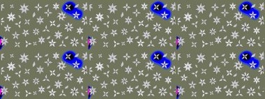 Çiçekli karalama şeklinde Raster çiçek deseni. Nazik, sevimli çiçek arkaplanı. Yeşil renkte çiçekler.