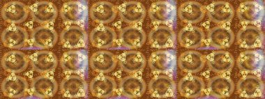 Kahverengi, bej ve kar taneli sarı renkler. Renkli arka planda izole tatlı kar taneleri. Raster illüstrasyonu.