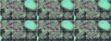 Suluboya, elle çizilmiş. Kusursuz bir arka plan modeli. Raster illüstrasyonu. Mavi yapraklı yabani çiçekler.