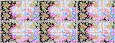 Raster altın tekstil baskısı. İslam tasarımı. Kusursuz desenli oryantal süs. Altın elementlerle nötr renklerde altın desen. Çiçek karoları.