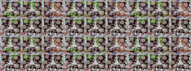 Renkli Bahar Temalı Kusursuz Arkaplan. Raster illüstrasyonu. Düz Çiçek Elementleri Tasarımı. Kahverengi renkte zarif çiçekler ve suluboya..