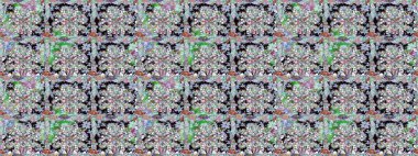 Raster Çiçek İllüstrasyonu güzel tekstil. Tarafsız renklerde etnik çiçeklerle kusursuz bir desen..