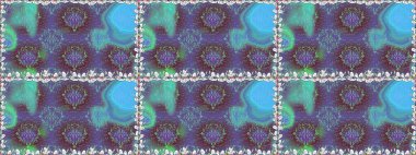 Sevimli çiçek raster deseni. Mavi renkli çiçekler. Düz Çiçek Elementleri Tasarımı. Kusursuz Renksiz Bahar Teması Kusursuz Arkaplan.