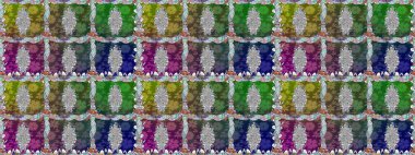 Hediye ambalaj kağıdı, tebrik kartları, posterler ve pankart tasarımı. Raster düz çiçekleri pürüzsüz desen. Yeşil renkte çiçekler.