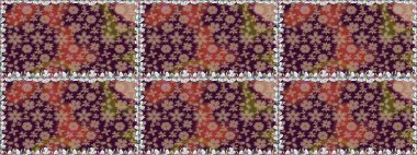 Güzel kumaş deseni. Raster illüstrasyonu. Çiçekler, dallar, bitkiler ve çiçekler. El çizimi.