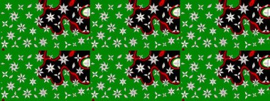 Çiçekli karalama şeklinde Raster çiçek deseni. Raster illüstrasyonu. Yumuşak, yeşil renkte bahar çiçekleri.