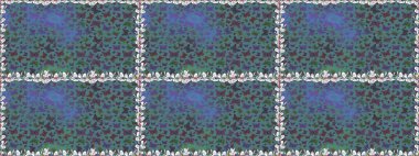 Mavi renkli illüstrasyon. Raster. Tekstil, kumaş, baskı ve davetiye geçmişi. Kelebeklerle kusursuz desen.