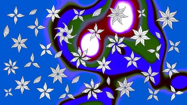 Kabile sanatı boho baskısı, klasik çiçek arkaplanı. Arkaplan dokusu, duvar kağıdı, mavi renkli çiçek teması. Soyut etnik raster çizim kalıbı.