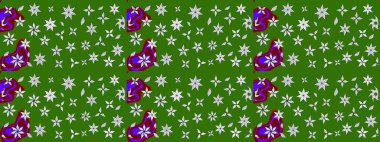 Çizim çiçek deseni duvar kâğıdı olarak kullanılabilir. Yeşil renkli çiçekler. Raster illüstrasyonu.