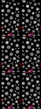 Çiçekli çiçek deseni, suluboya. Siyah renkli çiçekler. Raster illüstrasyonu. Renkli Bahar Teması eskiz kalıbı. Düz Çiçek Elementleri Tasarımı.