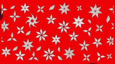 Kırmızı renkte çiçekler. Kumaş desenli papatya çiçekleri ayrıntıları.