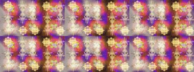 Raster illüstrasyonu. Renkli arka planda izole tatlı kar taneleri. Kar tanesi raster deseni. Bej, pembe ve kahverengi renklerde kar taneleri.