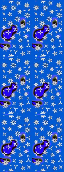 Mavi ve nötr renklerde manzaralı çiçek deseni. Sevgililer günü ve tebrik kartı konsepti için şık bir davetiye. Çiçek kompozisyonu, el boyası, hassas şablon. Üst görünüm, yumuşak biçim.