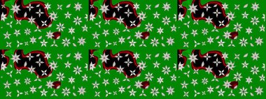 Klasik çiçekler. Yaz çiçekleri teması. Yeşil renkler. Suluboya resim taklit Raster çizimi. El çizimi soyut süslü elementler.