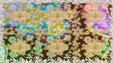 Kusursuz çiçek deseni. Duvar kâğıdı barok, İspanyol kumaşı. Kusursuz raster arka plan. Tarafsız renklerde grafiksel modern kusursuz desen.