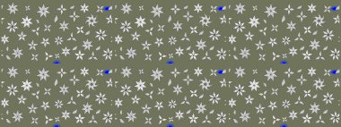 Renkli desenli eskiz deseni, yeşil çiçekler ve dekoratif elementlerle. Eski usul. Kumaş, tekstil, duvar kağıdı baskısı için. Raster illüstrasyonu. Taslak arkaplan.