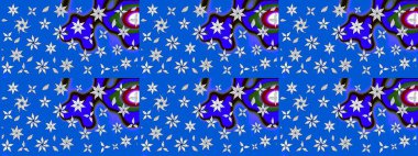 Arkaplan dokusu, duvar kağıdı, mavi renkli çiçek teması. Kabile sanatı boho baskısı, klasik çiçek arkaplanı. Soyut etnik raster çizim kalıbı.