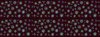 Raster deseni. Bahar çiçekleriyle desen dalla, kahverengi renklerle çiçek siluetiyle.