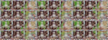 Çiçeksiz desenli arka plan, darbeler, sıçramalar, yaz çiçekleri. Kahverengi renkli çiçekler. Raster illüstrasyonu.