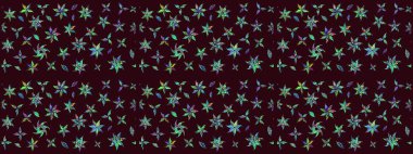 Raster deseni. Bahar çiçekleriyle desen dalla, kahverengi renklerle çiçek siluetiyle.