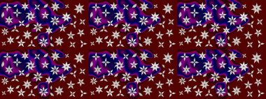 Çiçek desenli çizim. Raster illüstrasyonu. Kırmızı renkte Asyalı tekstil.