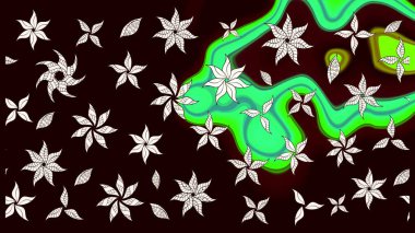 Moda baskıları için zarif bir şablon. Modern çiçek arkaplanı. Halk tarzı. Parlak renkli çiçekleri ve siyah yaprakları olan harika bir çiçek deseni..