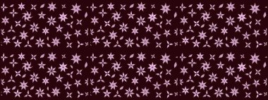 Raster illüstrasyonundaki çiçek desenli çizim. Kahverengi renkte çiçekler.