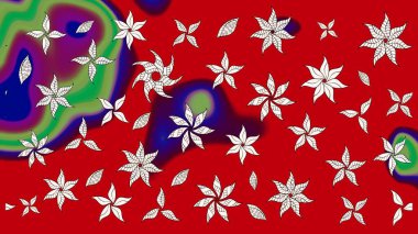 Kibarca, kırmızı renkte yaz çiçekleri. Raster illüstrasyonu. Küçük çiçekteki sevimli çiçek deseni. Raster deseni.