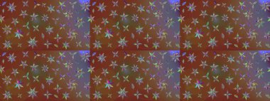 Kahverengi renkli çiçekler. Düz Çiçek Elementleri Tasarımı. Raster illüstrasyonundaki çiçek desenli çizim. Renkli Yaz Teması çizim şablonu.