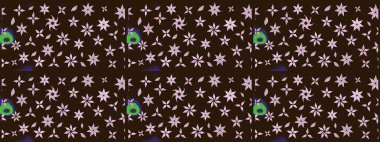 Kahverengi renkli çiçekler. Kumaş desenli papatya çiçekleri ayrıntıları.