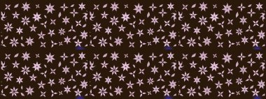 Raster illüstrasyonu. Küçük çiçekli basit bir çiçek çizimi. Kahverengi renkte sevimli çiçekler. Moda baskısı, albüm, ambalaj kağıdı, duvar kağıdı için zarif dekoratif süslemeler..