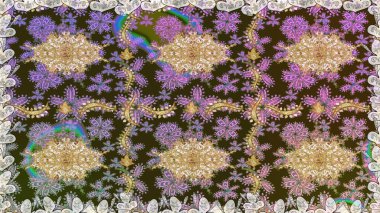 Altın karalama fantezi yapraklarından ve gri renkli çiçeklerden Raster soyut çiçek çelengi. El yapımı dekoratif çerçeve, albüm kapağı, tebrik kartı, klasik Art deco tarzı.