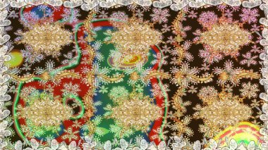 Geleneksel klasik raster altın pürüzsüz desen. Barok tarzında kusursuz bir doğulu süsü. Kahverengi renklerde altın elementler.