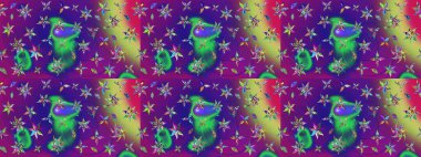 Çiçeksel çizim kalıbının yansıması. Vadinin çiçekleri menekşe renklerinde.