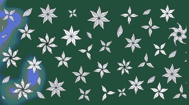 Modern çiçek arkaplanı. Halk tarzı. Moda baskıları için zarif bir şablon. Parlak renkli çiçekleri ve yeşil yaprakları olan harika bir çiçek deseni..