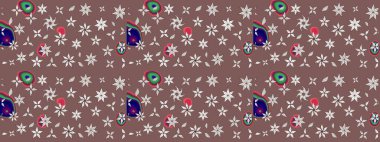 Güzel kumaş deseni. Renkli Bahar Teması eskiz kalıbı. Raster illüstrasyonundaki çiçek desenli çizim. Düz Çiçek Elementleri Tasarımı.