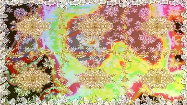 Tarafsız renklerde altın element. Doku arka planında altın duvar kâğıdı. Damask kusursuz yinelenen arkaplan. Barok tarzında altın çiçekli süs..