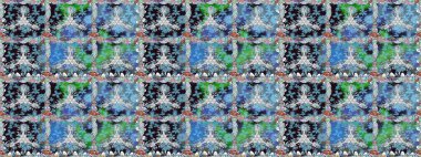 Çiçekleri, deniz kabukları, mandalaları ve suluboya efektleriyle donanma geçmişi. Yatak çarşafları, ceket, paket tasarımı, kumaş ve moda kavramları için tekstil baskısı. Kusursuz etnik tasarım.