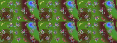 Raster Noel soyut renkli arka plan ve tatlı kar tanesi. Farklı kar taneleri toplayıcısı, yeşil, kahverengi ve mavi renklerde kış elementleri..