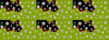 Yeşil renkli çiçekler. Renkli Bahar Teması eskiz kalıbı. Düz Çiçek Elementleri Tasarımı. Raster illüstrasyonunda çiçek deseni çizimi.