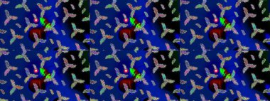 Güzel süs eşyası. Kar taneleri izole edildi. Mavi, siyah ve yeşil renkli kar tanesi süsü. Kar tanesi süsü Raster illüstrasyonu.