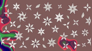 Eski usul. Miles Fleur, süslü püslü bir süs. Tomurcukları papatya çiçekleri olan sevimli bir çiçek deseni. Eskiz geçmişi. Kumaş, tekstil, duvar kağıdı baskısı için. Raster illüstrasyonu.