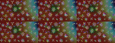 Şatafatlı bahar bahçesi dokusu. Kahverengi renkte çiçek eskizi. Raster illüstrasyonu. Çiçek deseni. Kahverengi renkte çiçekler.