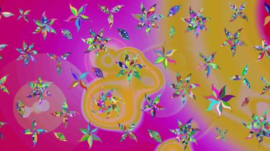 Süslü kumaş deseni. Raster illüstrasyonundaki çiçek desenli çizim. Renkli Bahar Teması eskiz kalıbı. Düz Çiçek Elementleri Tasarımı.