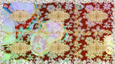 Tarafsız renklerde, altın elementlerle pürüzsüz bir desen. Şam tasarım için kusursuz desen.